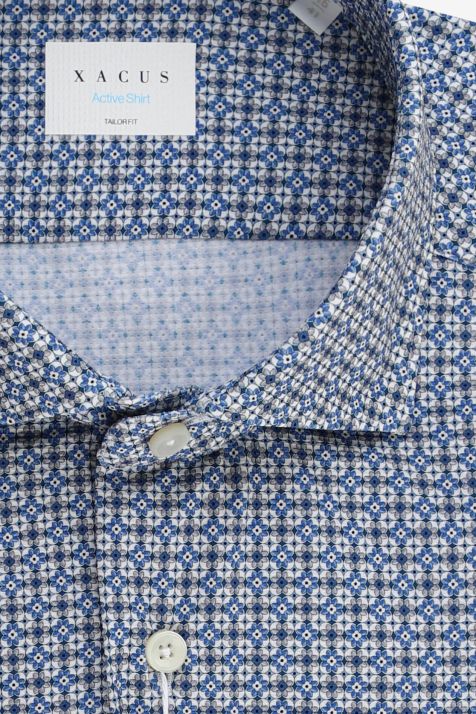 Camicia Uomo Xacus Regular Micro disegno 83% poliammide 17% elastan collo Francese Manica lunga