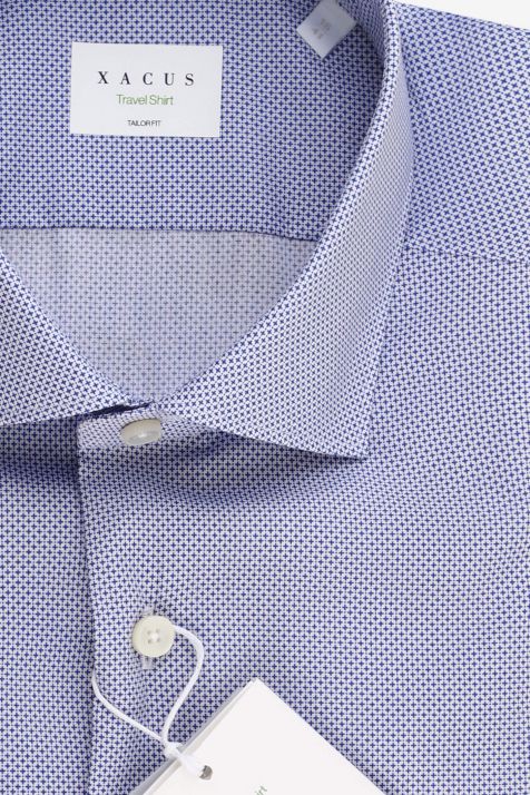 Camicia Uomo Xacus Regular Micro disegno 100% cotone collo Francese Manica lunga