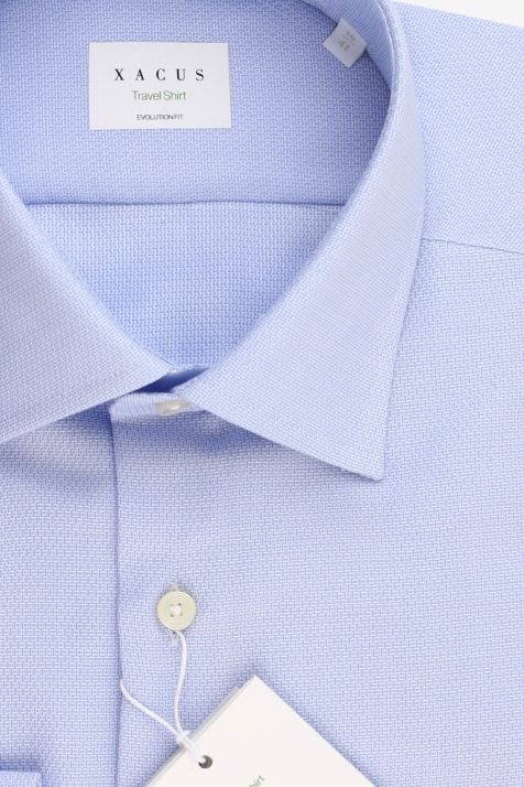Camicia Uomo Xacus Classic No Stiro Micro disegno 100% cotone collo Francese Manica lunga