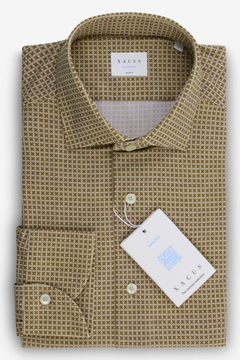 Camicia Uomo Xacus Regular Micro disegno 86% poliammide 14% elastan collo Francese Manica lunga