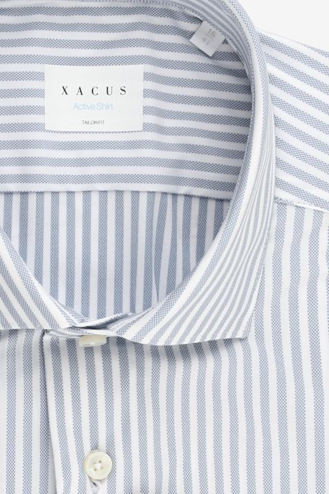Camicia Uomo Xacus Regular Righe 86% poliammide 14% elastan collo Francese Manica lunga