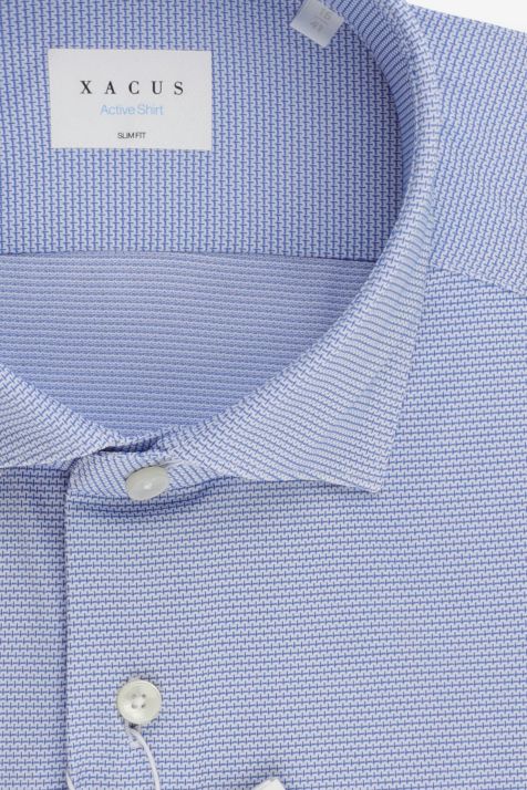 Camicia Uomo Xacus Slim Micro disegno 87% poliammide 13% elastan collo Francese Manica lunga