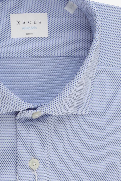 Camicia Uomo Xacus Slim Micro disegno 87% poliammide 13% elastan collo Francese Manica lunga