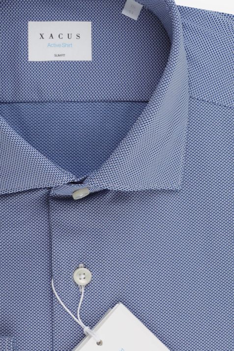 Camicia Uomo Xacus Slim Micro disegno 86% poliammide 14% elastan collo Francese Manica lunga