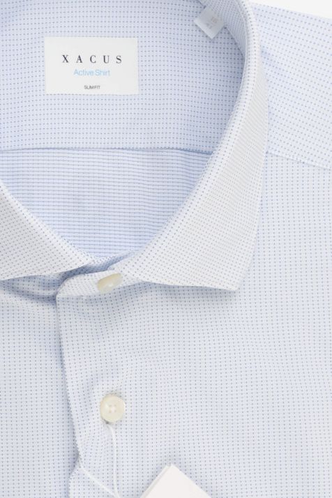 Camicia Uomo Xacus Slim Micro disegno 85% poliammide 15% elastam collo Francese Manica lunga