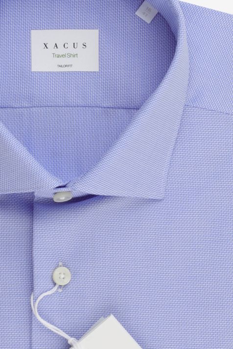 Camicia Uomo Xacus Classic No Stiro Micro disegno 100% cotone collo Francese Manica lunga