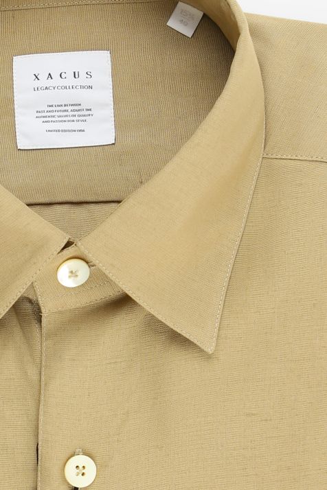 Camicia Uomo Xacus Regular Tinta unita 12% lino 88% vi collo Italiano Manica lunga