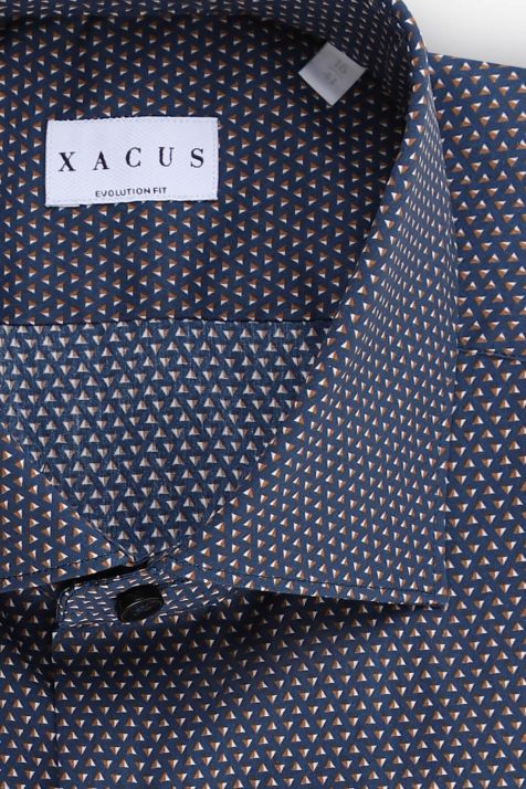 Camicia Uomo Xacus Classic Micro disegno 72% cotone 3% elastan 25% pa collo Francese Manica lunga