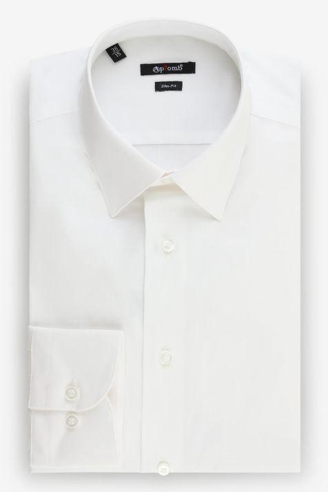Camicia Uomo Aplomb Slim Tinta unita 97% cotone 3% elastan collo Italiano Manica lunga