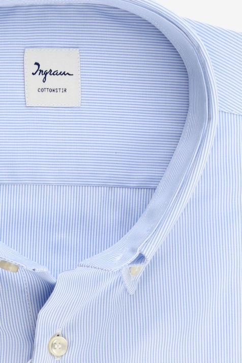 Camicia Uomo Ingram Classic No Stiro Righe 100% cotone collo Button down Manica lunga