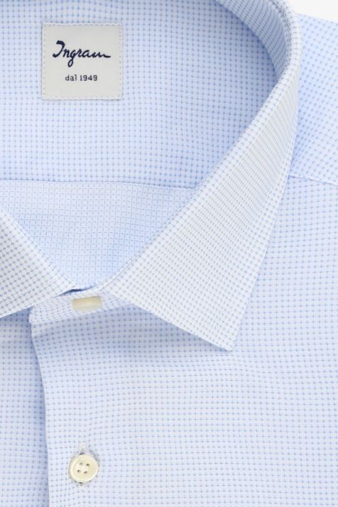 Camicia Uomo Ingram Regular Micro disegno 100% cotone collo Francese Manica lunga