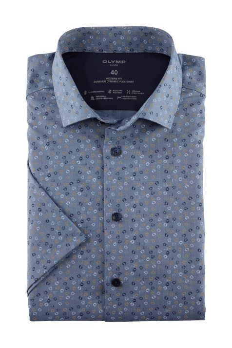 Camicia Uomo Olymp Classic Fantasia collo Francese Manica corta