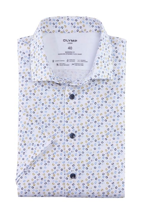 Camicia Uomo Olymp Classic Fantasia collo Francese Manica corta