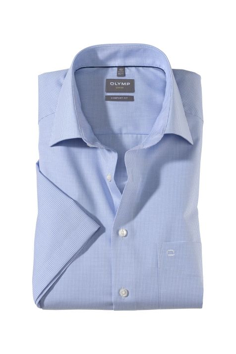 Camicia Uomo Olymp Comfort Quadri collo Francese Manica corta