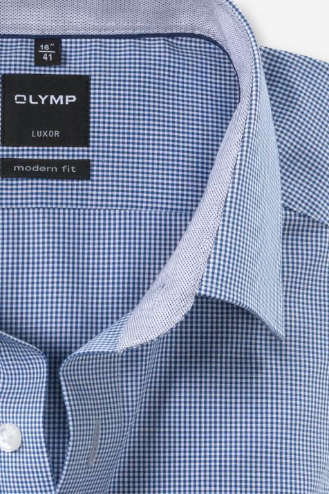 Camicia Uomo Olymp Classic No Stiro Quadri collo Italiano Manica lunga
