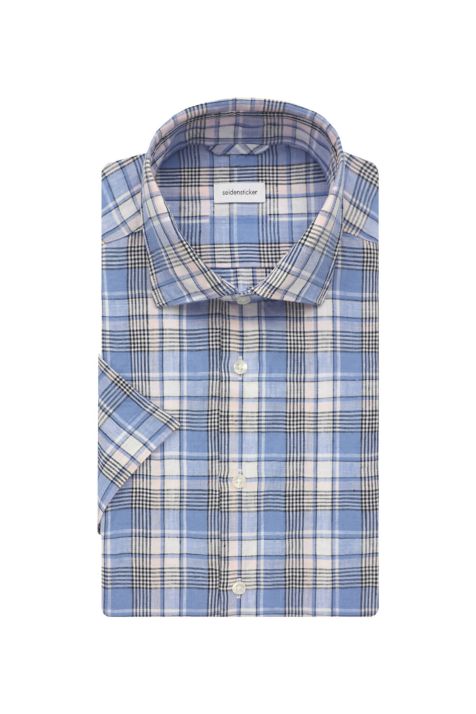 Camicia Uomo Seidensticker Regular Quadri collo Italiano Manica corta