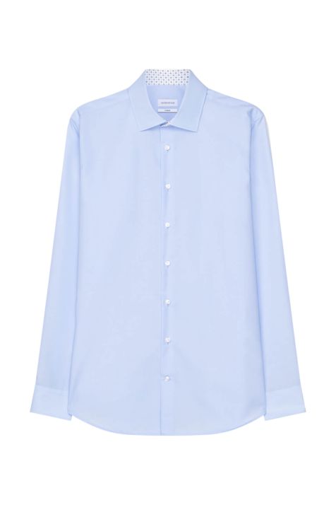 Camicia Uomo Seidensticker Slim No Stiro Tinta unita collo Italiano Manica lunga