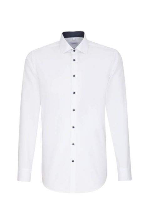 Camicia Uomo Seidensticker Slim No Stiro Tinta unita collo Italiano Manica lunga