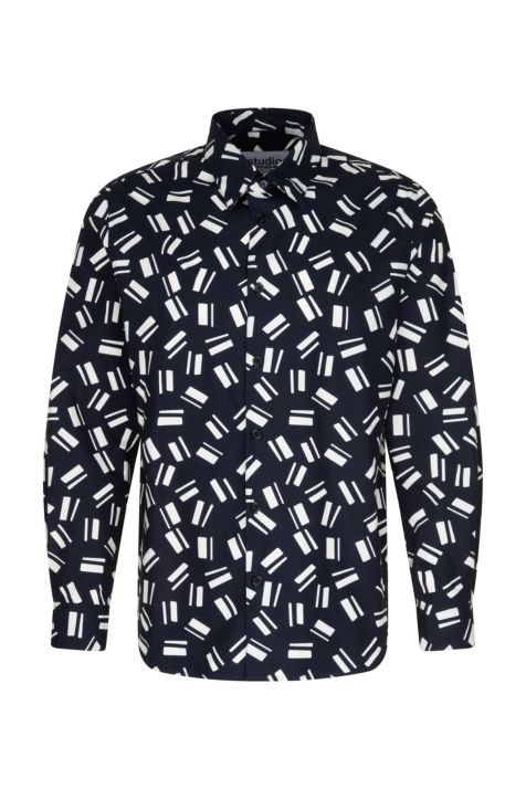 Camicia Uomo Seidensticker Regular No Stiro Fantasia collo Italiano Manica lunga
