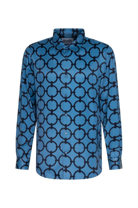 Camicia Uomo Seidensticker Regular No Stiro Fantasia collo Italiano Manica lunga
