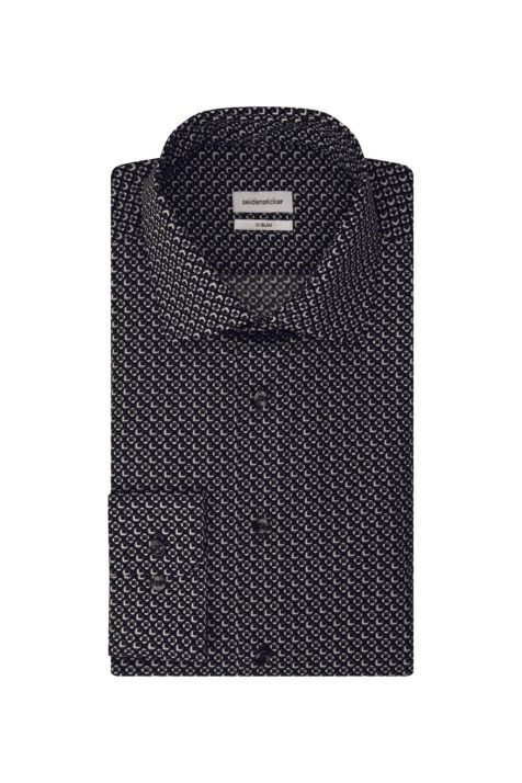 Camicia Uomo Seidensticker Slim No Stiro Fantasia collo Italiano Manica lunga