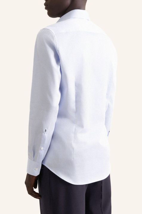 Camicia Uomo Seidensticker Regular No Stiro Righe collo Italiano Manica lunga