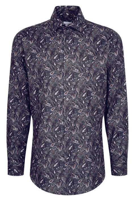 Camicia Uomo Seidensticker Regular No Stiro Fantasia collo Italiano Manica lunga
