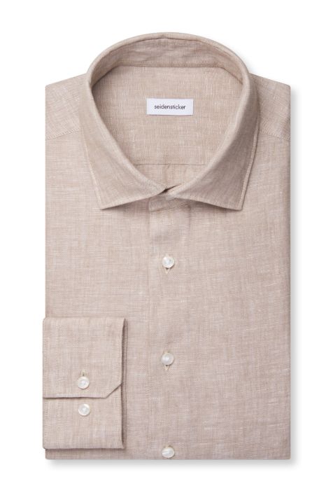 Camicia Uomo Seidensticker Slim Tinta unita collo Italiano Manica lunga