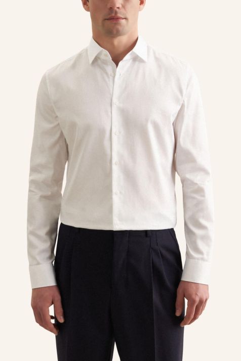 Camicia Uomo Seidensticker Slim No Stiro Tinta unita collo Italiano Manica lunga