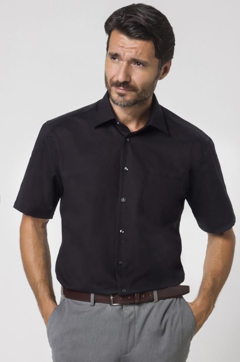 Camicia Uomo Seidensticker Classic No Stiro Tinta unita 100% cotone collo Italiano Manica corta