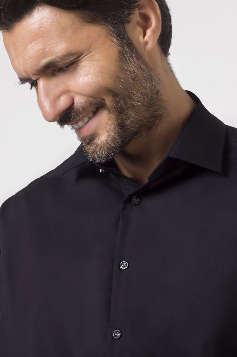 Camicia Uomo Seidensticker Regular No Stiro Tinta unita 100% cotone collo Italiano Manica lunga