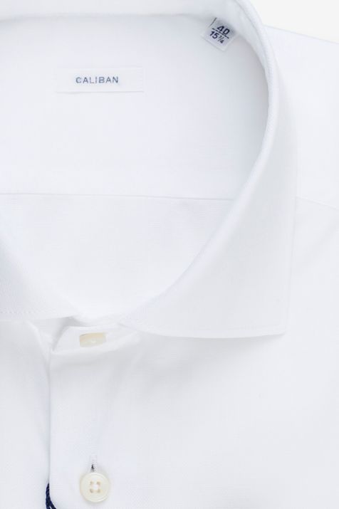 Camicia Uomo Caliban Slim Tinta unita 100% cotone collo Francese Manica lunga