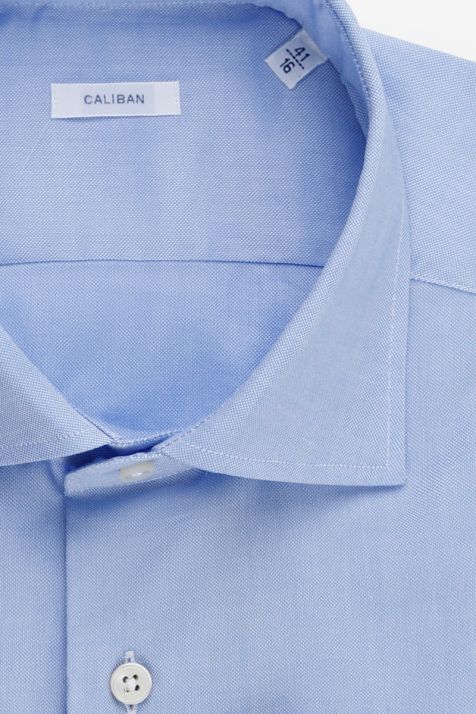 Camicia Uomo Caliban Slim Tinta unita 100% cotone collo Francese Manica lunga