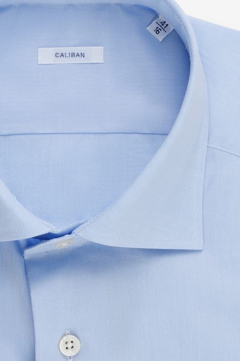 Camicia Uomo Caliban Slim Tinta unita 100% cotone collo Francese Manica lunga
