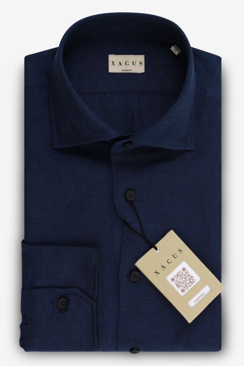 Camicia Uomo Xacus Regular Tinta unita 100% lino collo Francese Manica lunga
