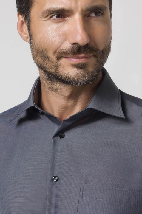 Camicia Uomo Seidensticker Classic No Stiro Tinta unita 100% cotone collo Italiano Manica lunga