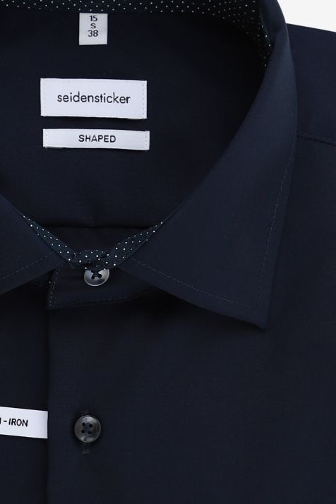 Camicia Uomo Seidensticker Regular No Stiro Tinta unita 100% cotone collo Italiano Manica lunga