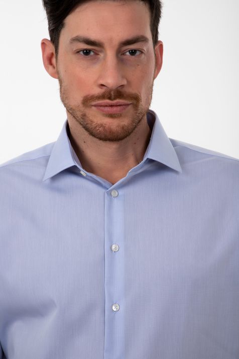 Camicia Uomo Seidensticker Regular No Stiro Tinta unita 100% cotone collo Italiano Manica lunga
