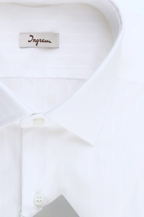 Camicia Uomo Ingram Regular Righe 100% cotone collo Francese Manica lunga
