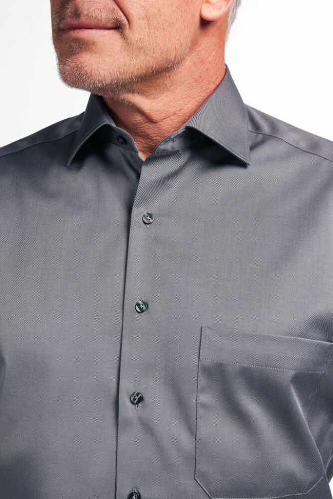 Eterna Excellent Camicia Blu Bianco Mélange Manica Lunga 39 Come Nuovo