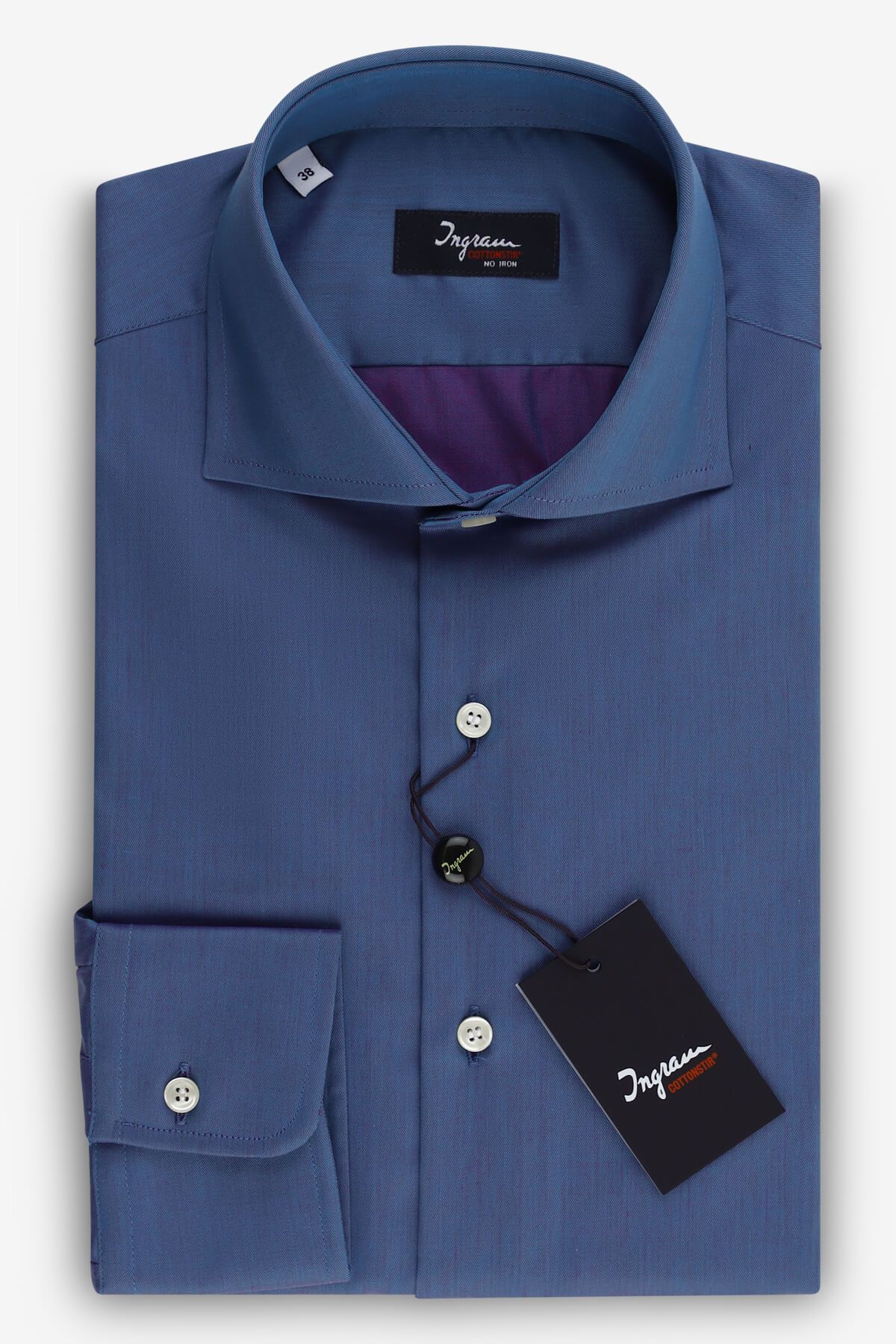 Camicia bluette lino, collo button down - Stefano Conti Camiceria