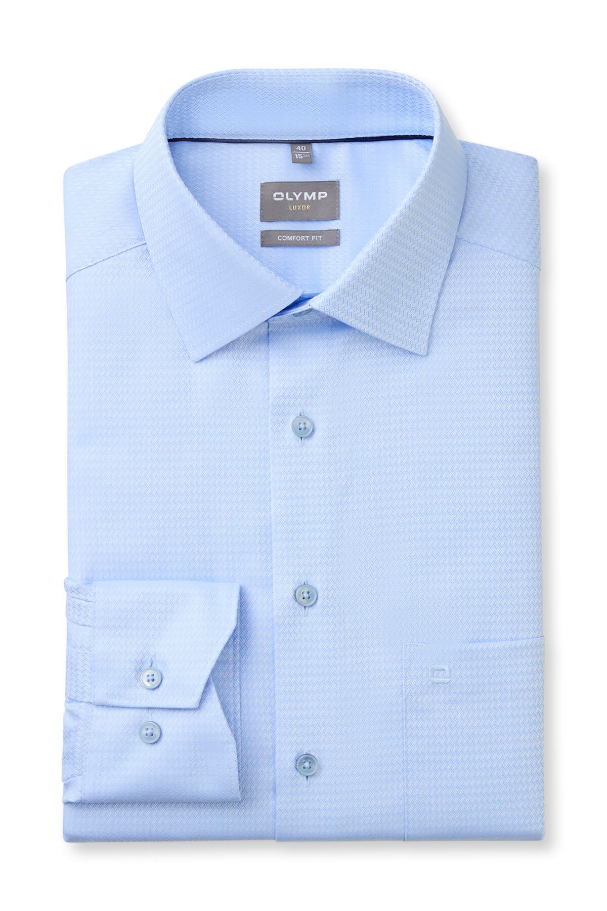 OLYMP Camicia Uomo Maniche Lunghe Comfort Fit 466 – Lussor Con Stampa Digitale, Colletto New Kent In Puro Cotone