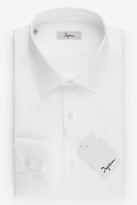 Camicia Uomo Ingram Slim Tinta unita 100% cotone collo Italiano Manica lunga