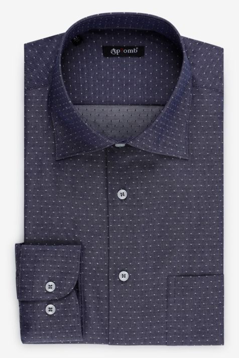 Camicia Uomo Aplomb Classic Micro disegno 100% cotone collo Italiano Manica lunga