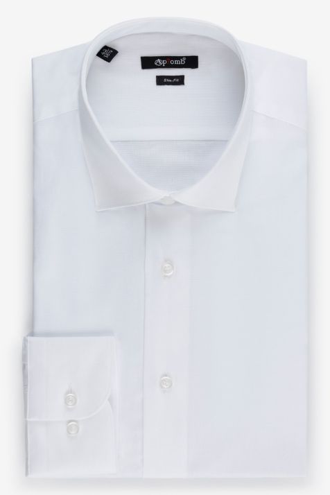Camicia Uomo Aplomb Slim Tinta unita 100% cotone collo Francese Manica lunga