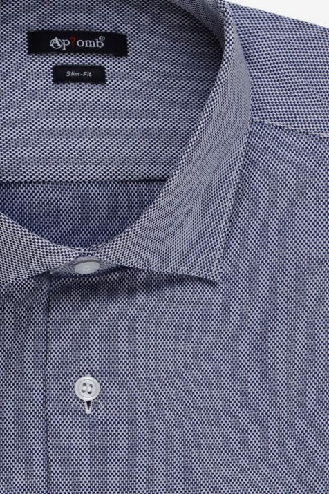 Camicia Uomo Aplomb Slim Micro disegno 100% cotone collo Francese Manica lunga