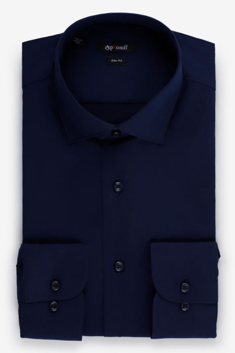 Camicia Uomo Aplomb Slim Tinta unita 97% cotone 3% elastan collo Francese Manica lunga