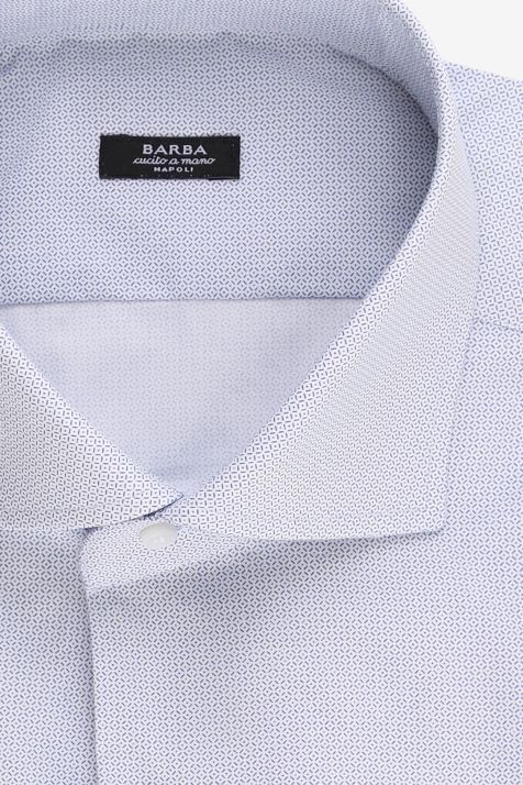 Camicia Uomo Barba Regular Micro disegno 100% cotone collo Francese Manica lunga