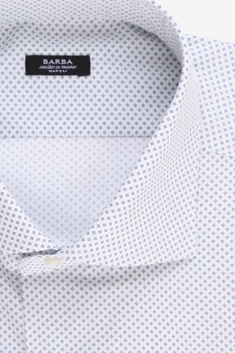 Camicia Uomo Barba Regular Micro disegno 100% cotone collo Francese Manica lunga