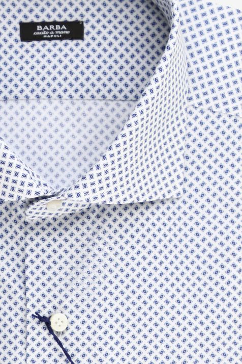 Camicia Uomo Barba Regular Micro disegno 100% cotone collo Francese Manica lunga